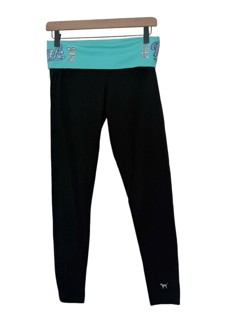 Y2K Victoria's Secret PINK Small Sequin Bling Foldover Waist Yoga Pants